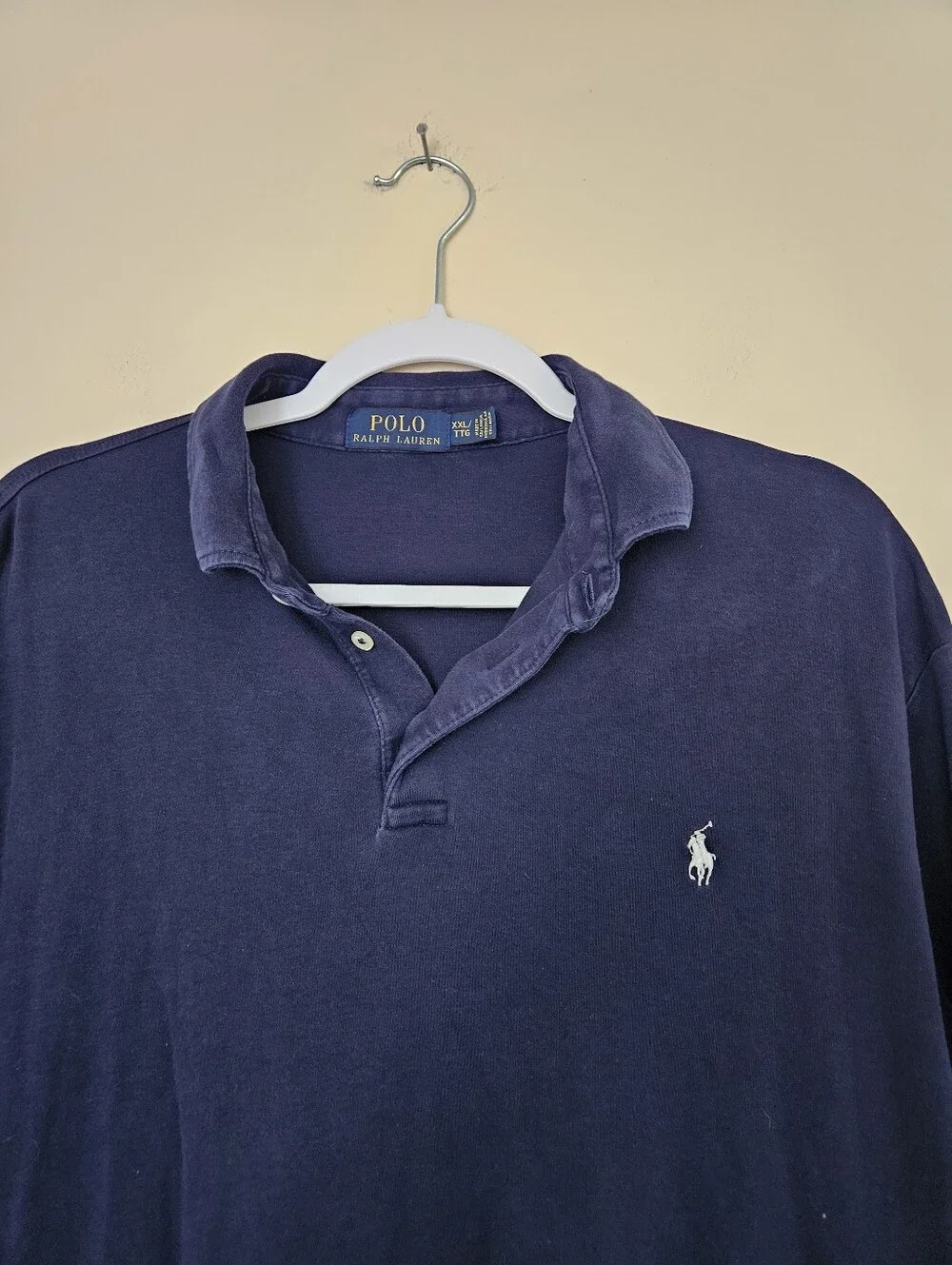 Ralph Lauren Navy Polo Shirt with White Pony Logo, Size XXL